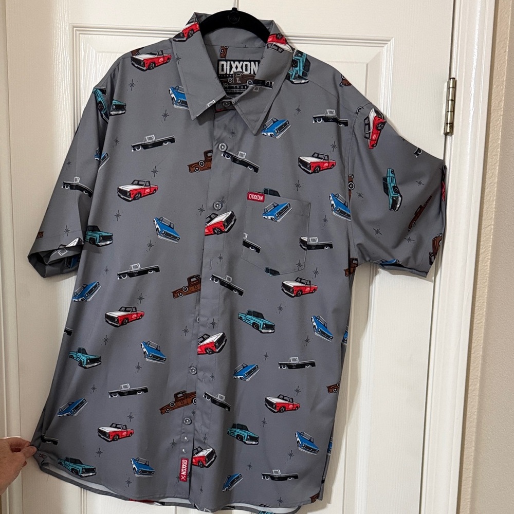 DIXXON Gray Shirt with Colorful Car Print